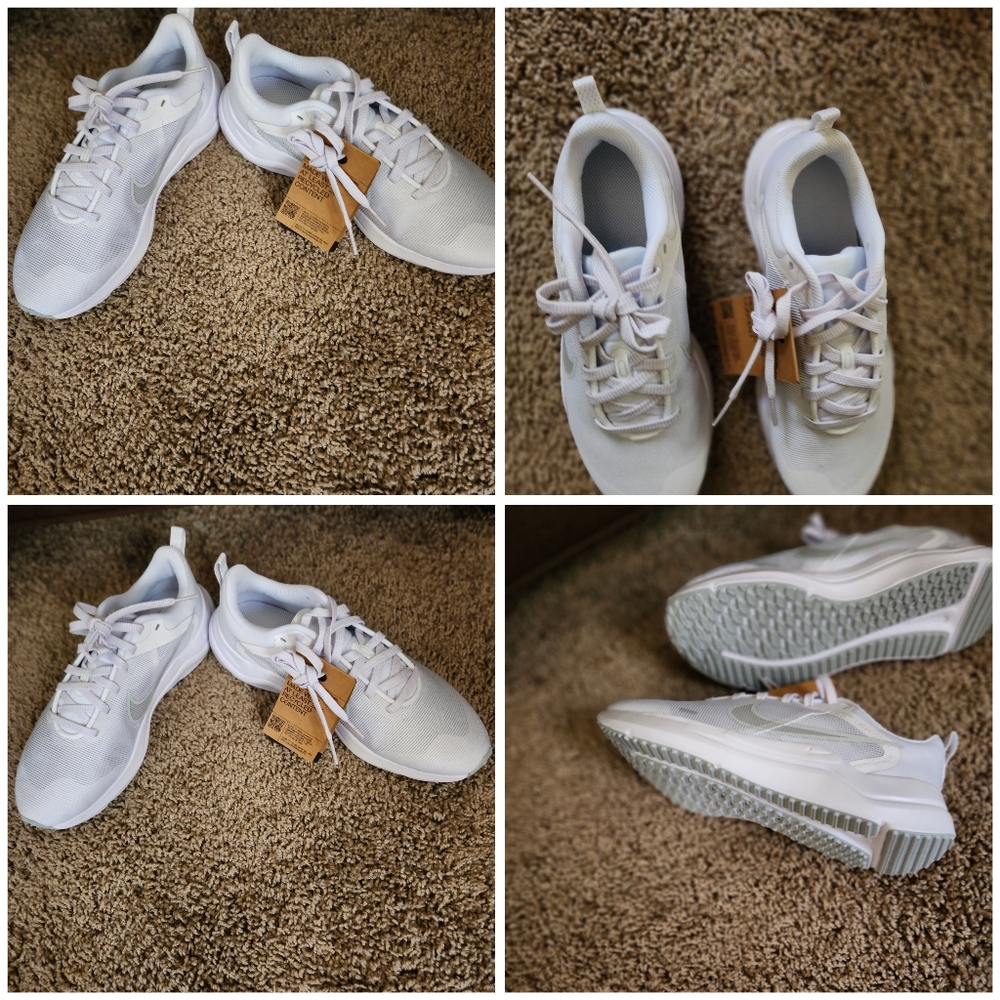 Nike  Mens Downshifter 12 Shoes White/Pure Platinum/White  Size 7men = 8.5 Women